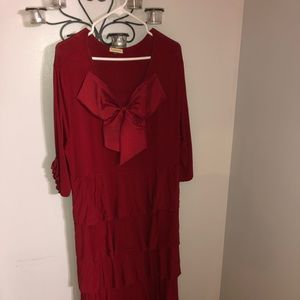 Nuggles Red Bow Front Ruffle Dress XXXL 3x